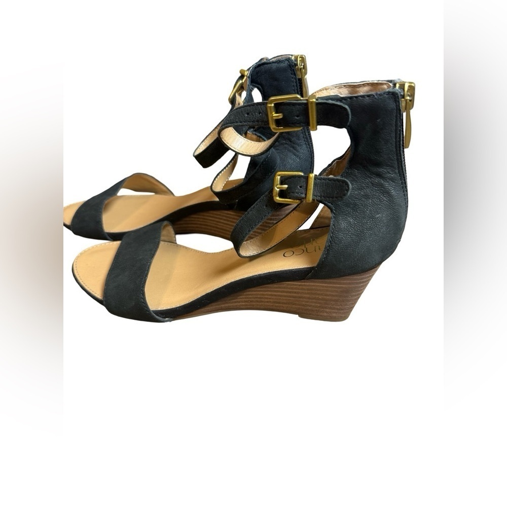 Franco Sarto Black Leather Heeled Sandals, Size 7M, Excellent Condition - Picture 4 of 7
